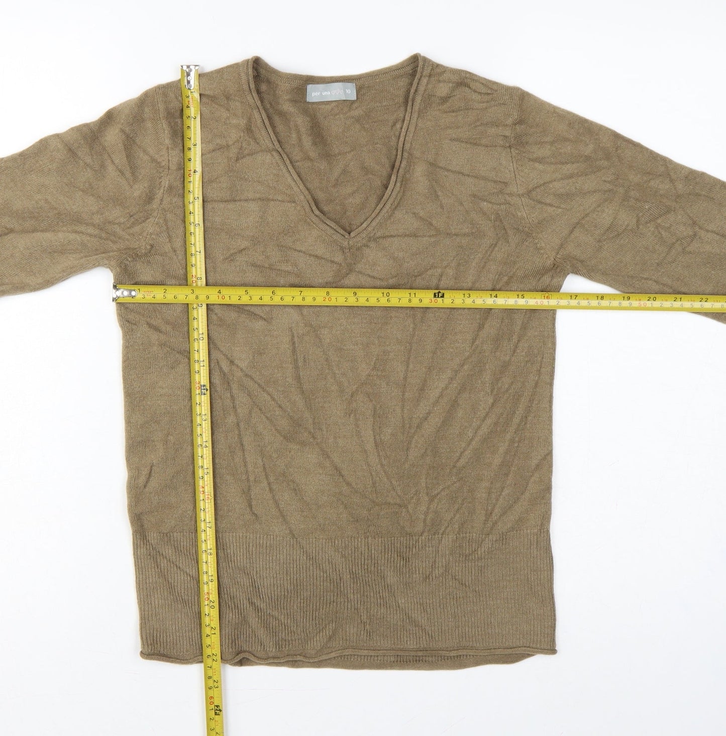 Per Una Women’s Brown Size 10 V-Neck Lightweight Knit Pullover Jumper