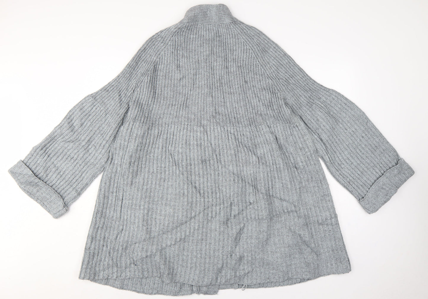 Bm Women Grey XL Rib Knit Button Cardigan with Pockets