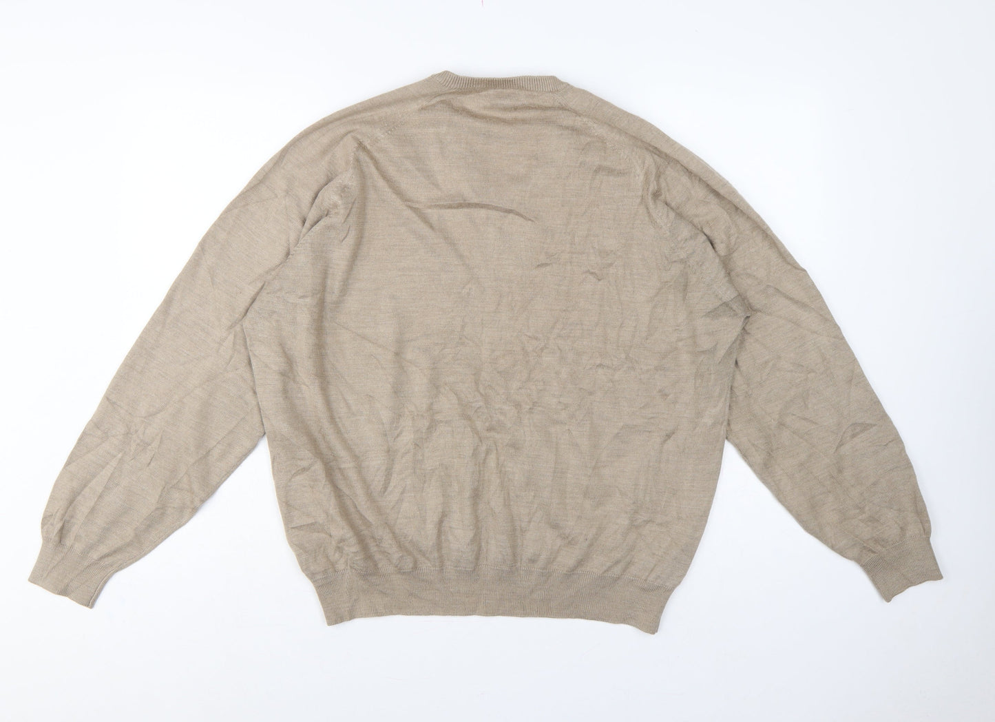 Wolsey Men’s Beige L V-Neck Linen Cotton Knit Pullover Jumper