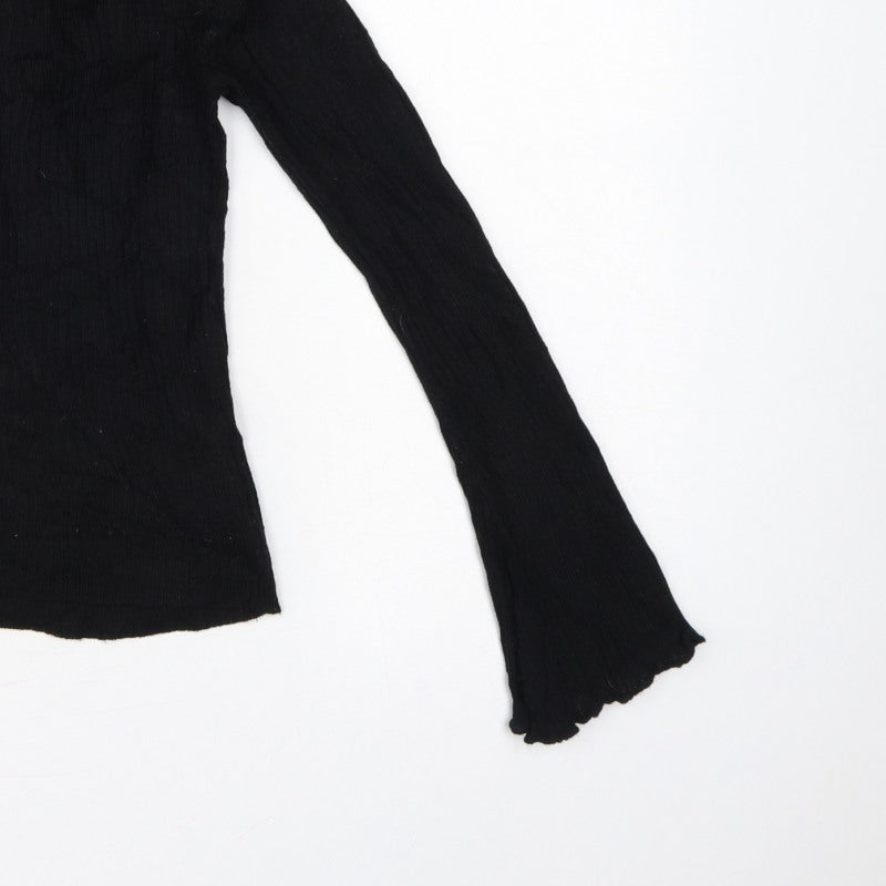 Brave Soul Women’s Black Size 8 Mock Neck Bell Sleeve Knit Jumper