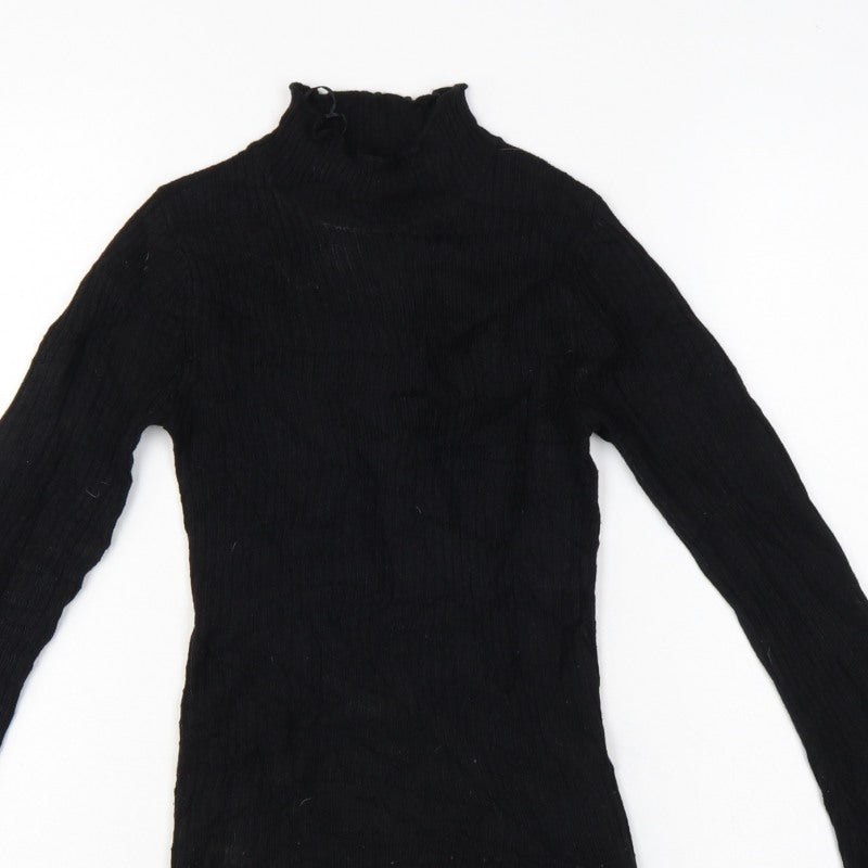 Brave Soul Women’s Black Size 8 Mock Neck Bell Sleeve Knit Jumper