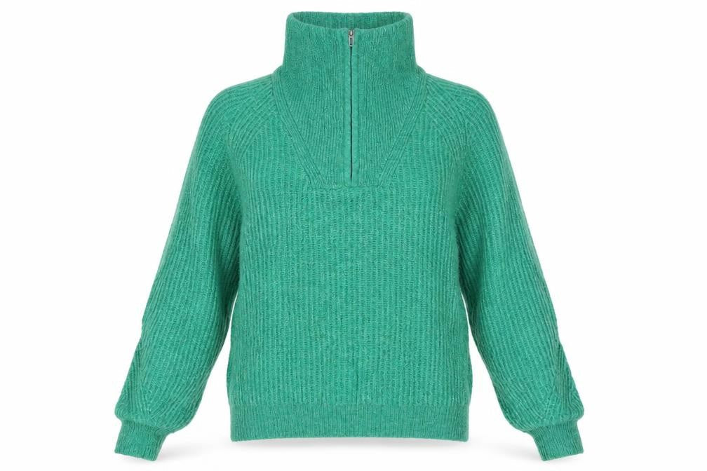 Marks and Spencer Women’s Green S Half Zip High Neck Knit Pullover