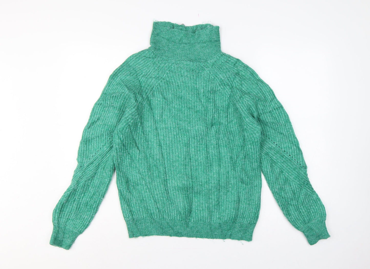 Marks and Spencer Women’s Green S Half Zip High Neck Knit Pullover