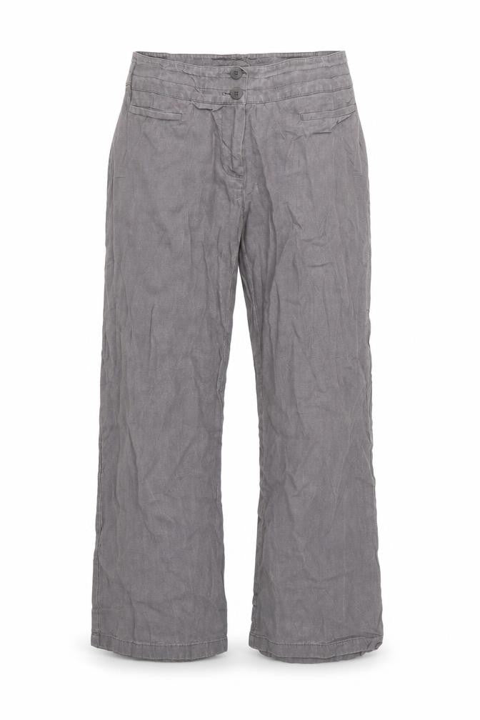 Marks and Spencer Women Grey UK 12 Linen Blend Wide-Leg Trousers