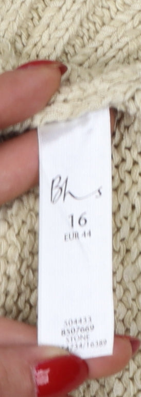 Bhs Women Ivory Size 16 Open Knit Roll Neck Short Sleeve Cardigan