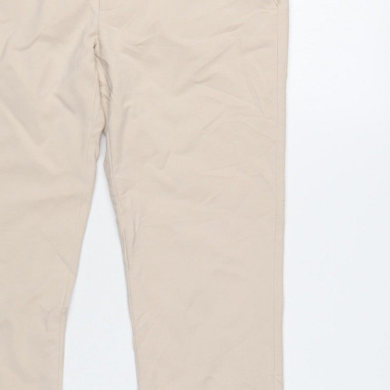 Zara Women Beige UK 12 Tailored Tapered Dress Trousers