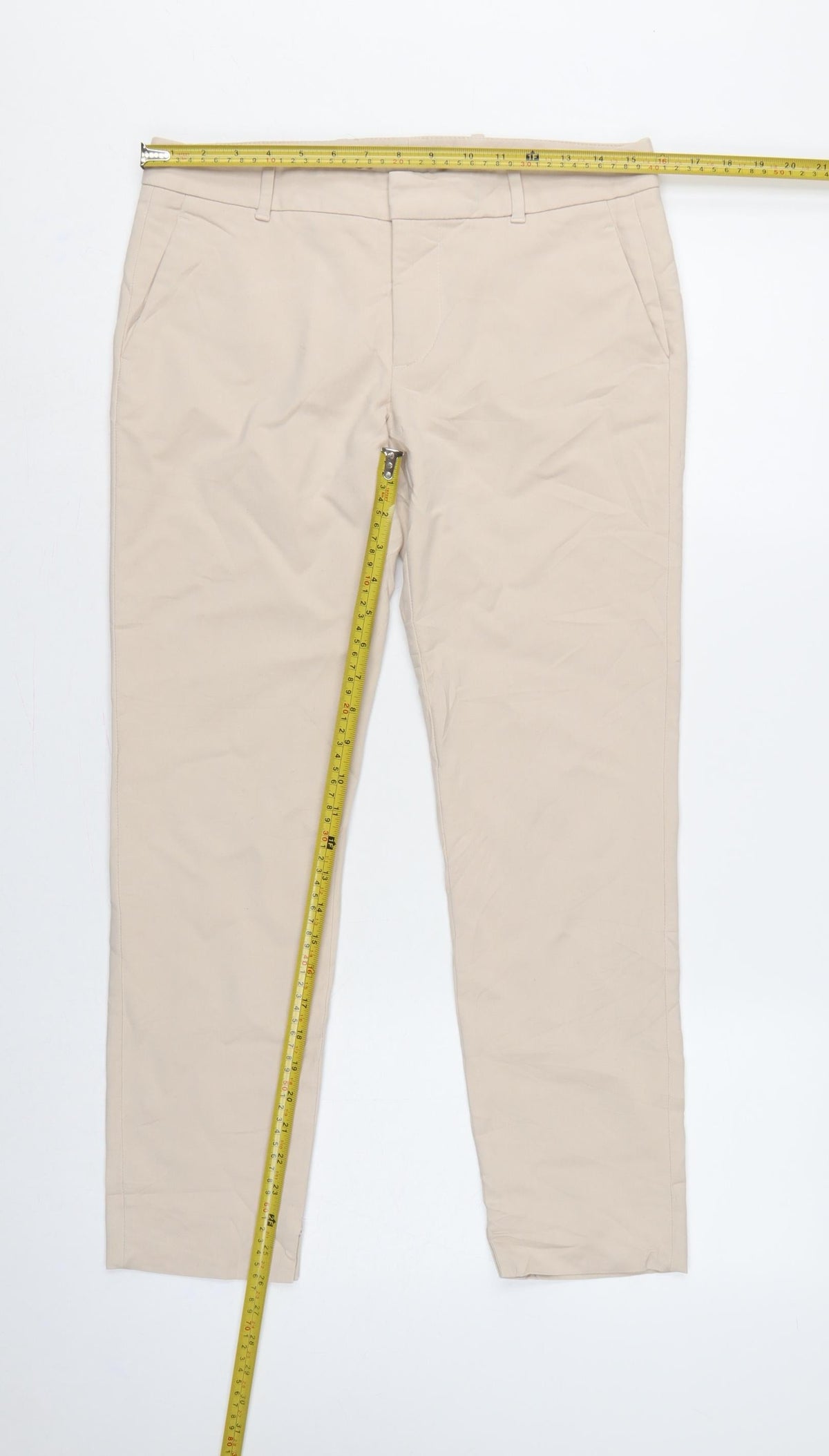 Zara Women Beige UK 12 Tailored Tapered Dress Trousers