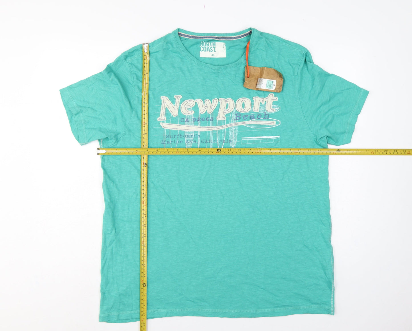 Marks Spencer Men’s XL Green Newport Beach Graphic Cotton T-Shirt NWT