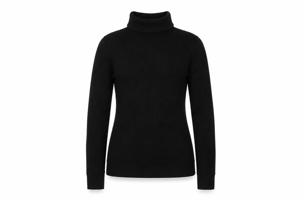 Hobbs Women Black M Merino Wool Ribbed Roll Neck Pullover Jumper