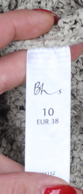 Bhs Women’s Beige UK 10 Chunky Knit Shawl Collar Button Cardigan