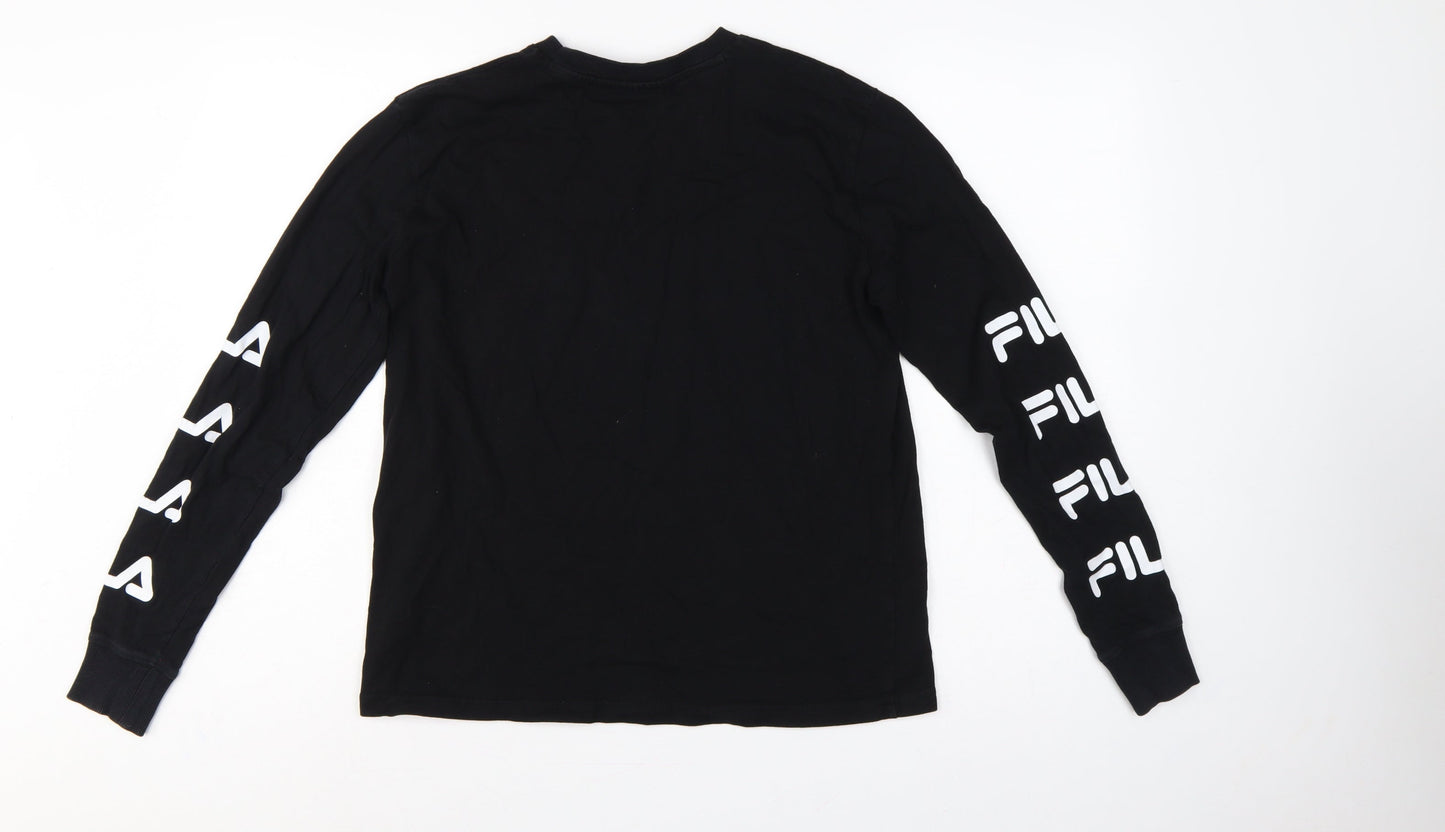Fila Women’s Black Size 10 Long Sleeve Logo T-Shirt Cotton