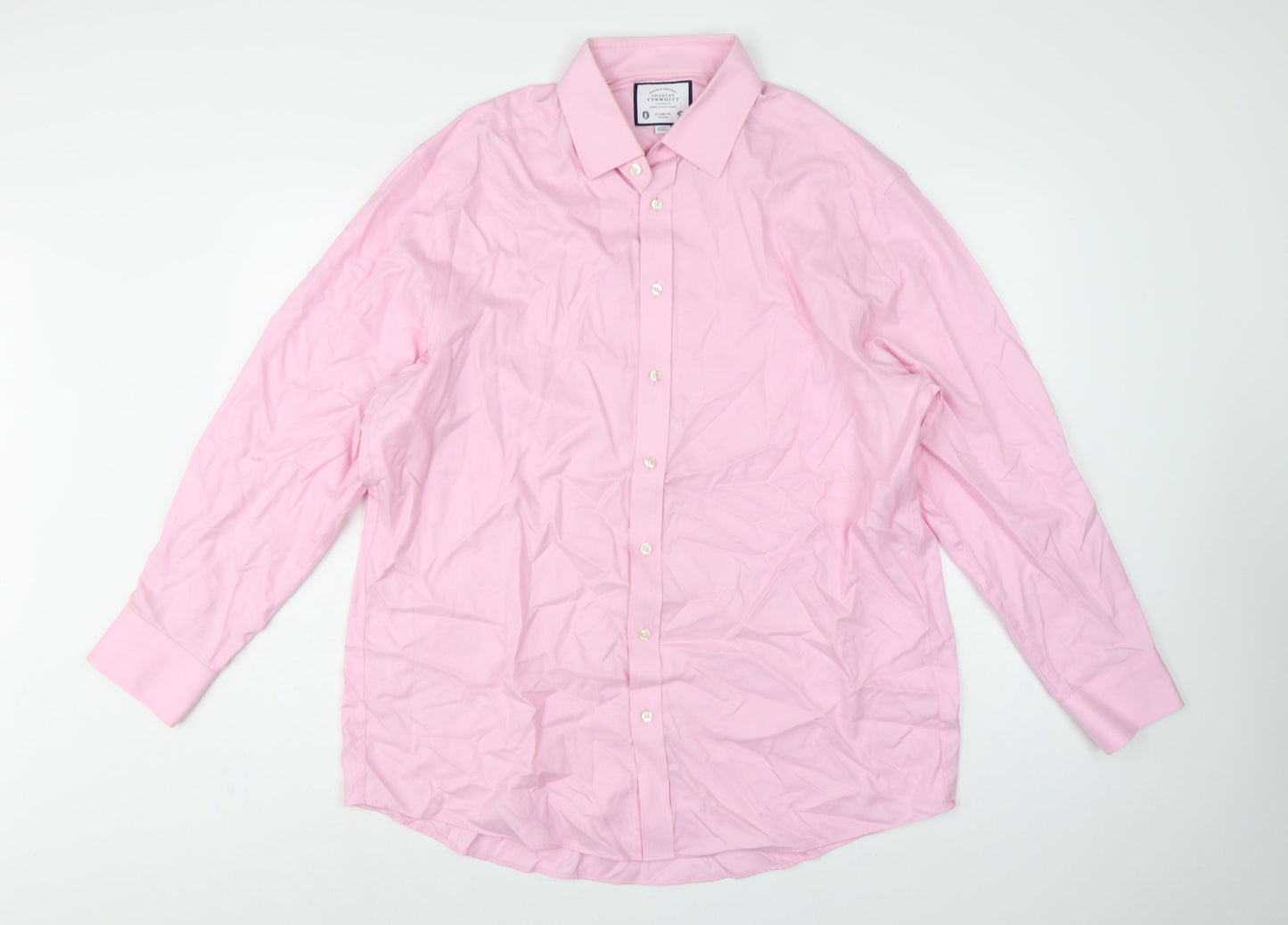 Charles Tyrwhitt Men's Pink 17 Classic Fit Non-Iron Cotton Dress Shirt