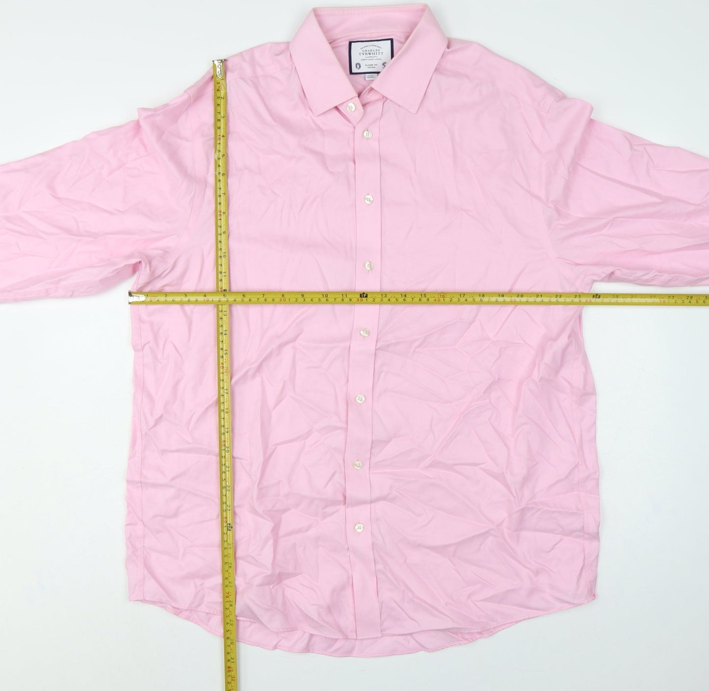 Charles Tyrwhitt Men's Pink 17 Classic Fit Non-Iron Cotton Dress Shirt