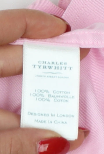 Charles Tyrwhitt Men's Pink 17 Classic Fit Non-Iron Cotton Dress Shirt