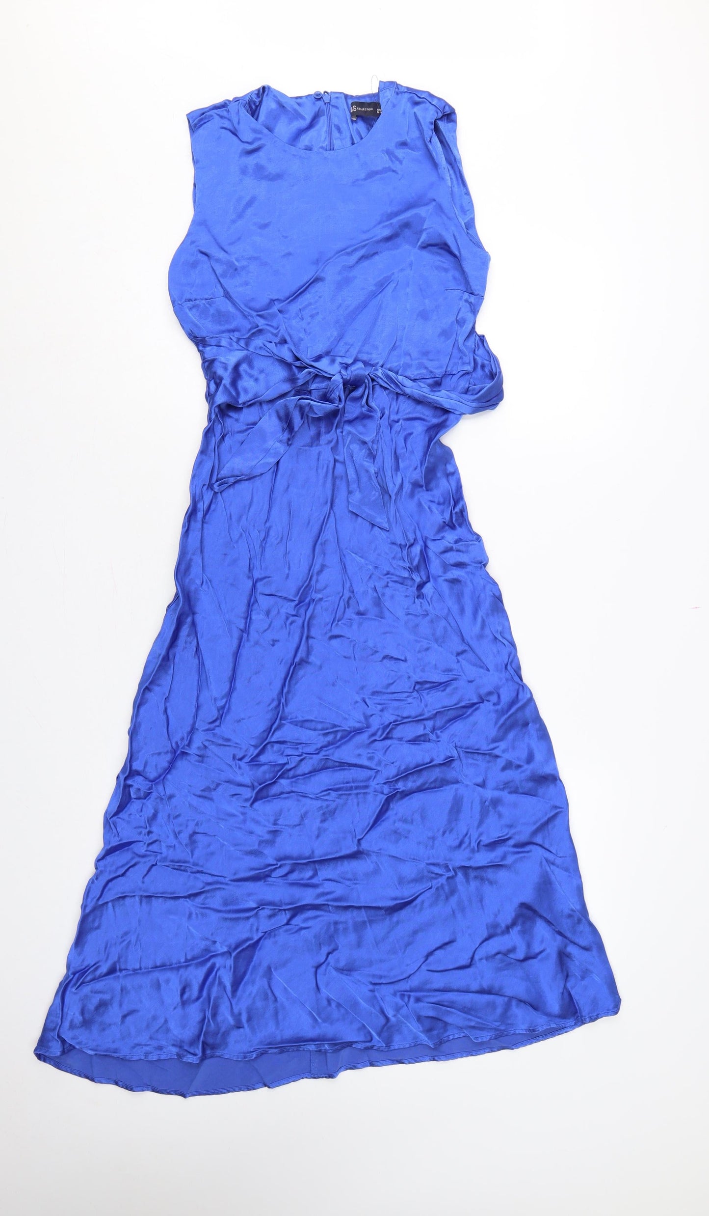 Marks & Spencer Women Blue UK 8 Long A-Line Tie Waist Maxi Dress