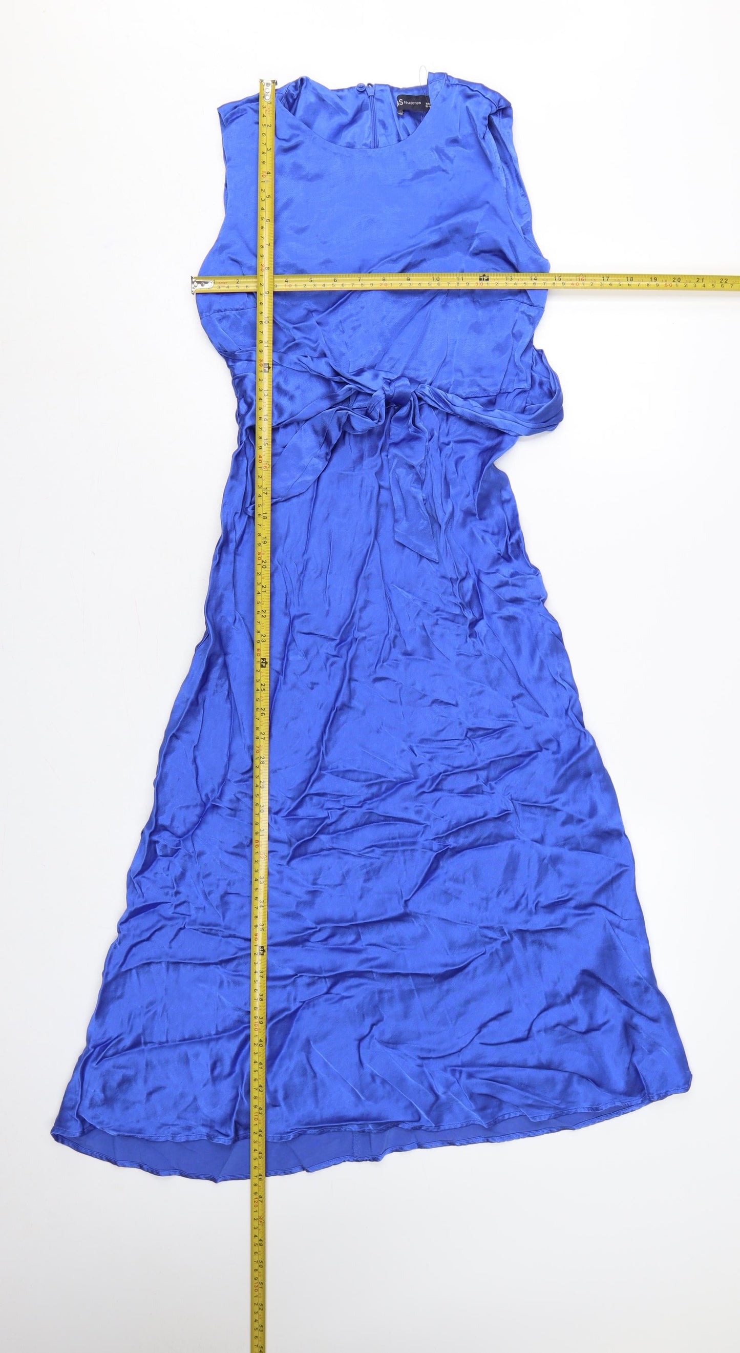 Marks & Spencer Women Blue UK 8 Long A-Line Tie Waist Maxi Dress