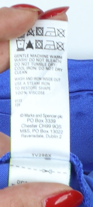Marks & Spencer Women Blue UK 8 Long A-Line Tie Waist Maxi Dress