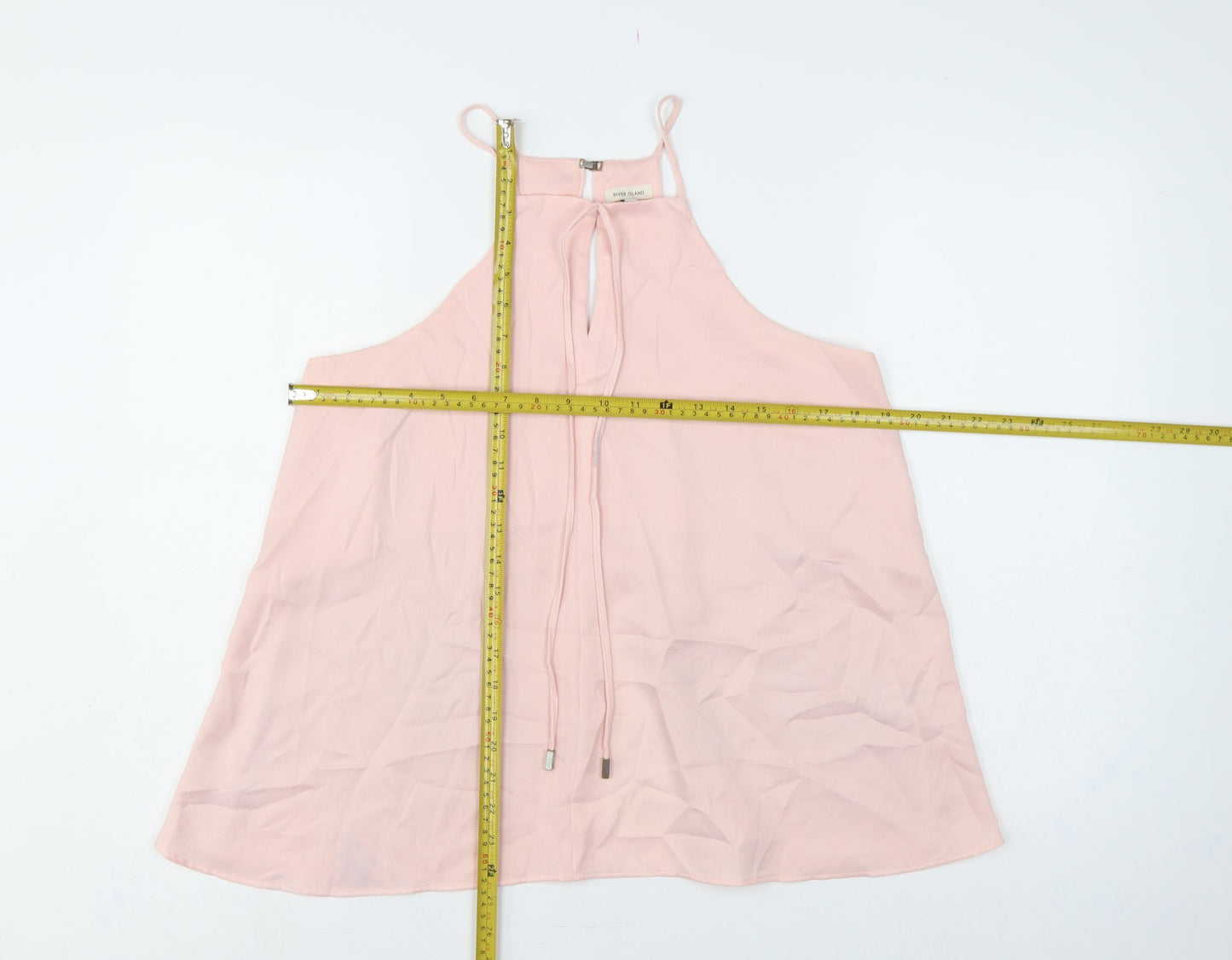 River Island Women Pink UK 12 Halter Tie Front Chiffon Camisole Blouse