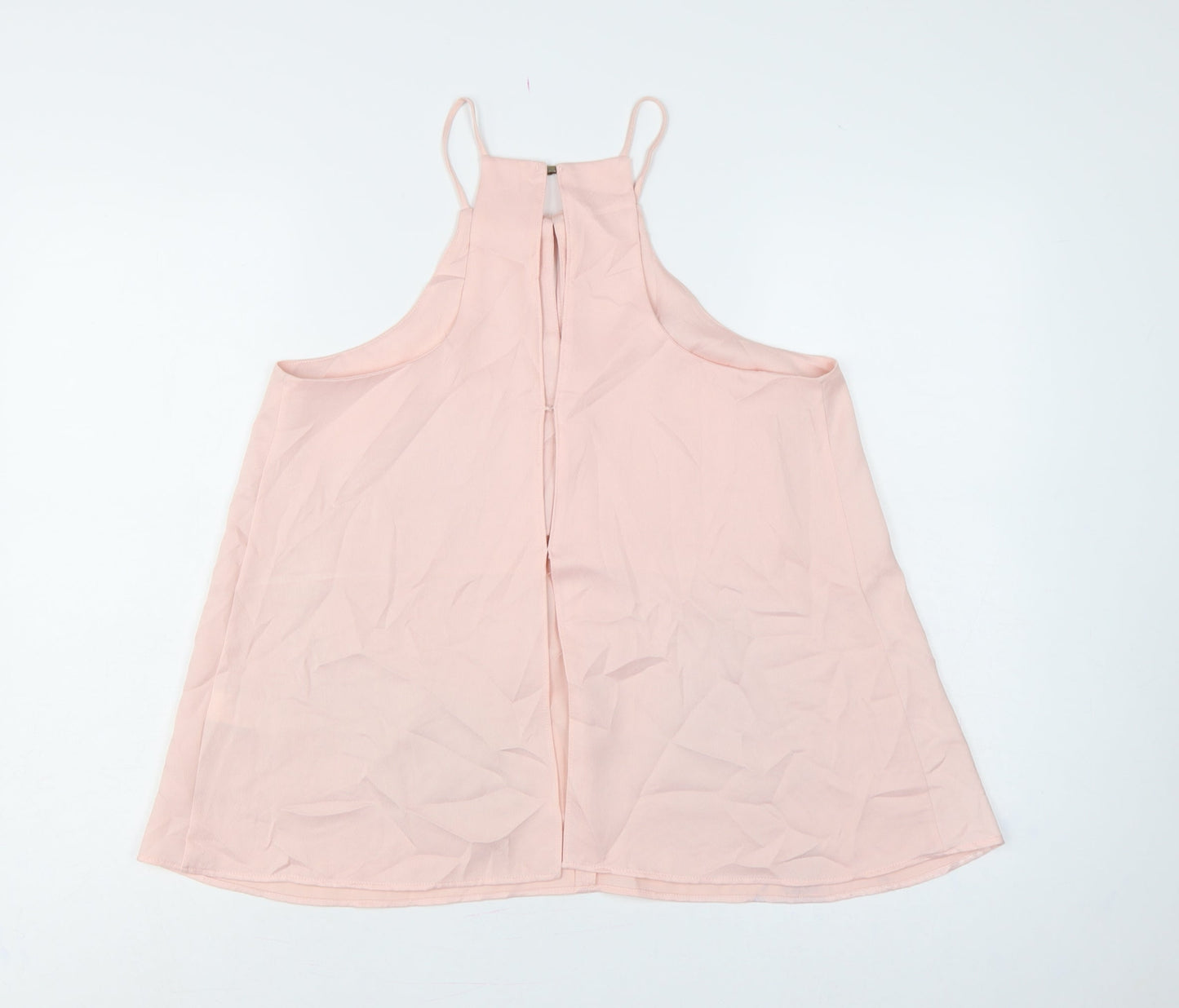 River Island Women Pink UK 12 Halter Tie Front Chiffon Camisole Blouse