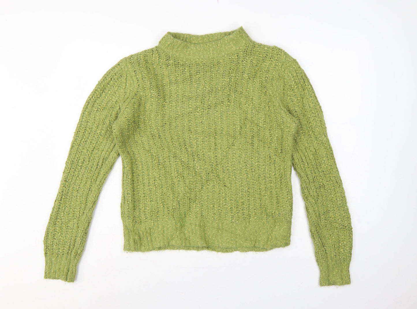 Marks & Spencer Women Green UK 12 Chunky Knit Mock Neck Jumper