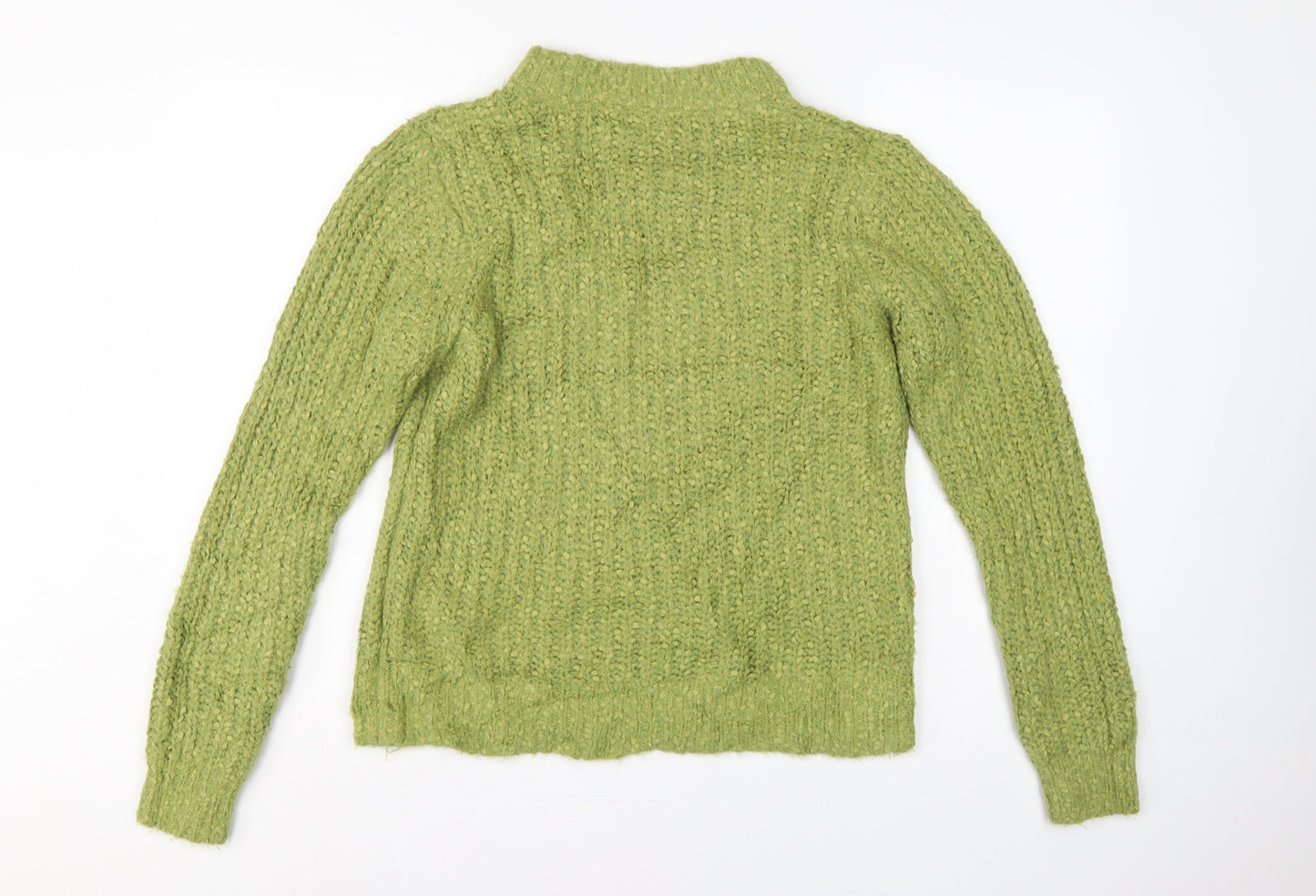 Marks & Spencer Women Green UK 12 Chunky Knit Mock Neck Jumper