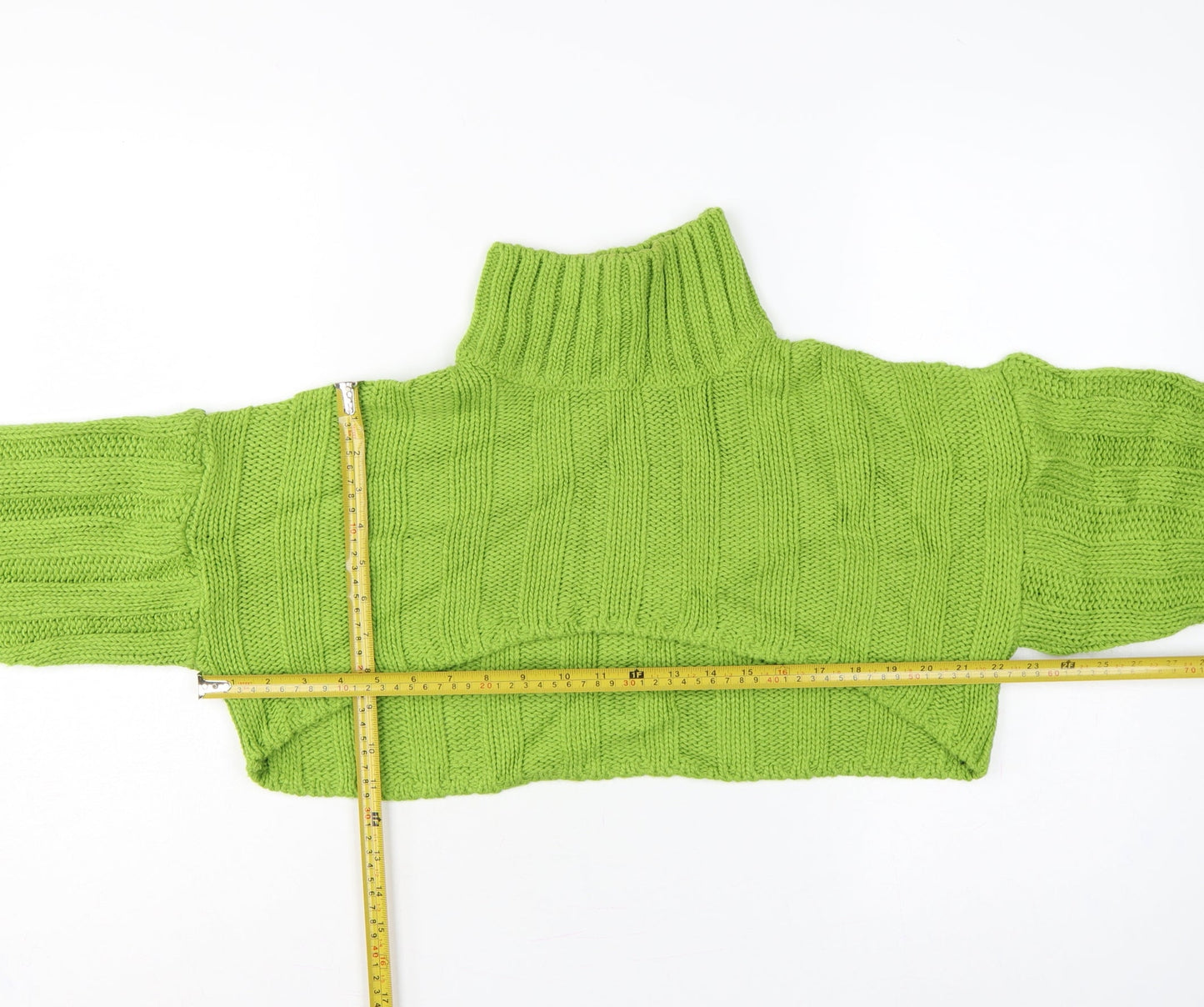 ASOS Design Women Green UK 10 Chunky Knit High Neck Cropped Jumper