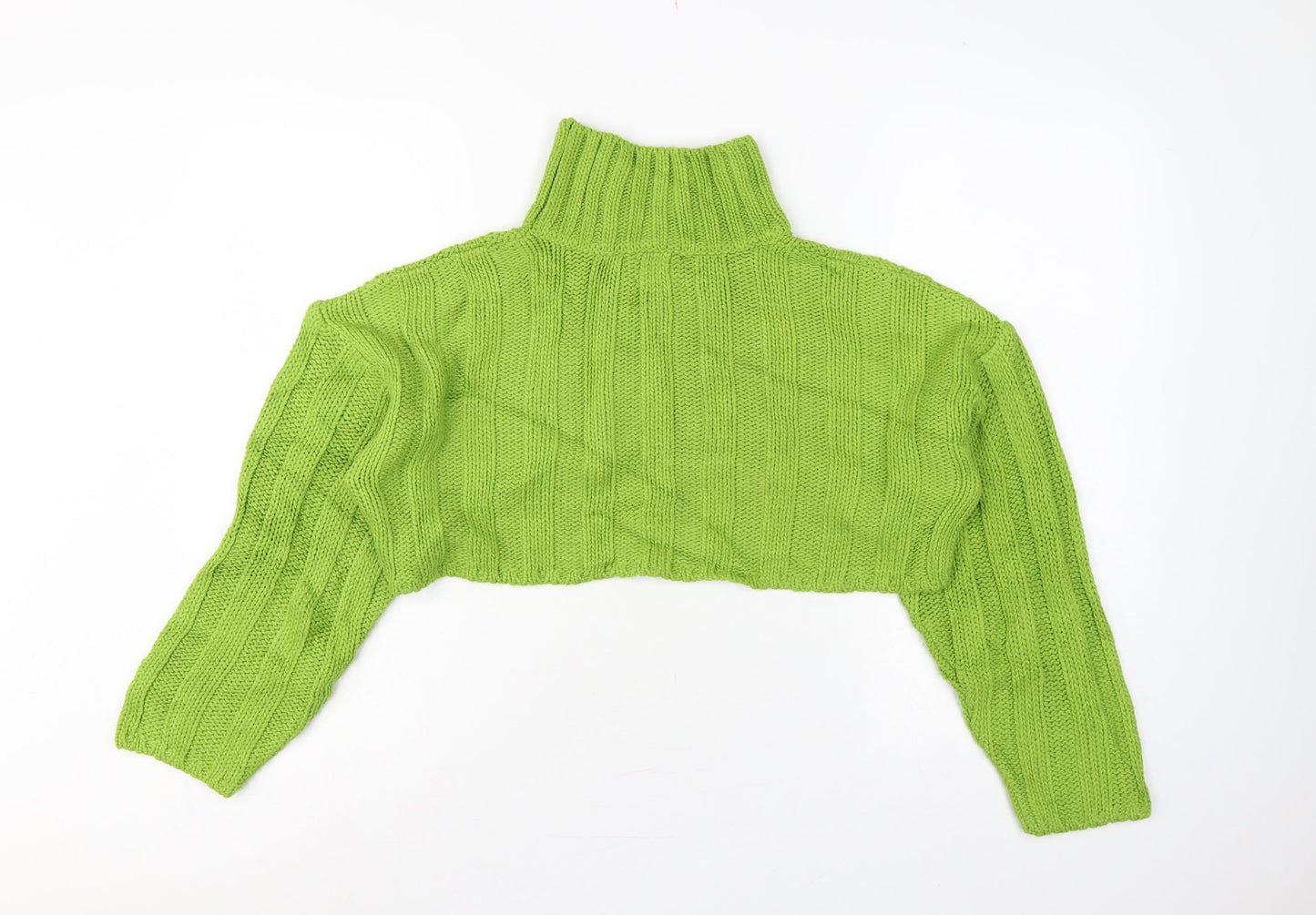 ASOS Design Women Green UK 10 Chunky Knit High Neck Cropped Jumper