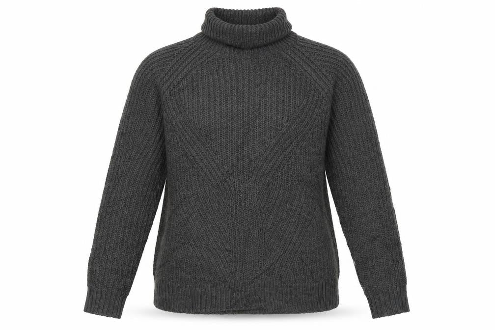 Front view of Jacqueline de Yong Women Grey S Cable Knit Roll Neck Jumper