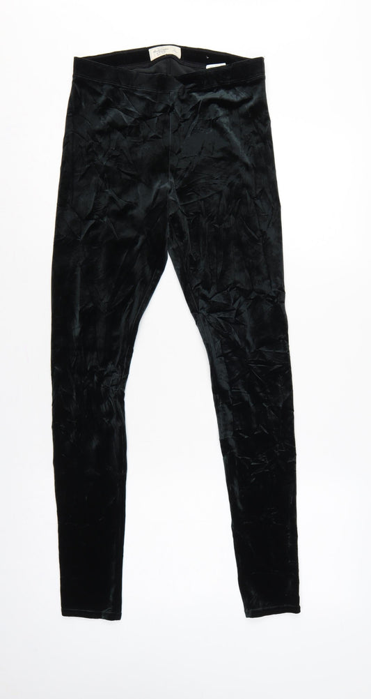 Abercrombie & Fitch Women Black S Velvet Stretch Leggings