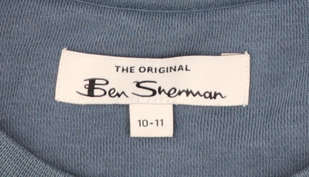 Ben Sherman Boys Blue 10-11 Years Pullover Sweatshirt Logo Graphic