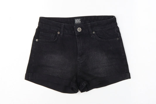 Additional front view of BDG Urban Outfitters Women Black UK 8 W26 High Rise Cuffed Denim Shorts