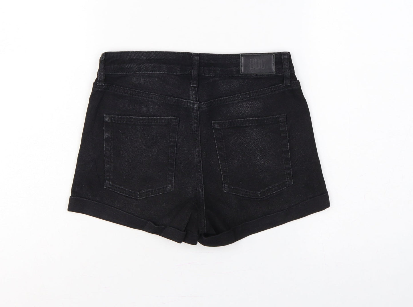 BDG Urban Outfitters Women Black UK 8 W26 High Rise Cuffed Denim Shorts