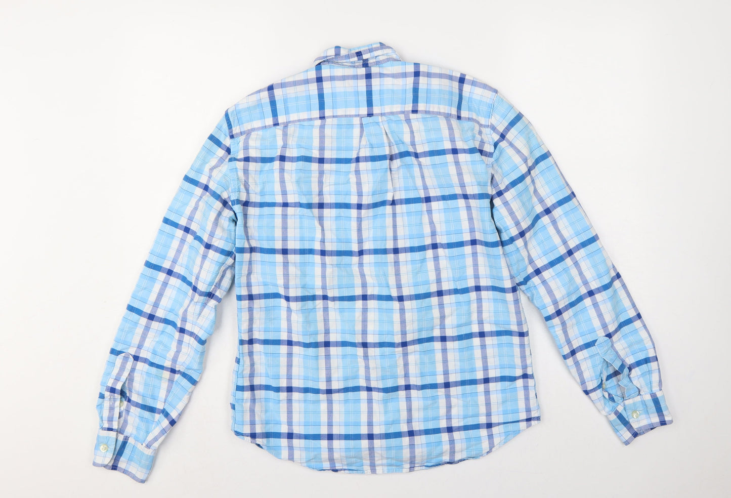 GAP Mens Blue Check Button Down Long Sleeve Cotton Shirt XS