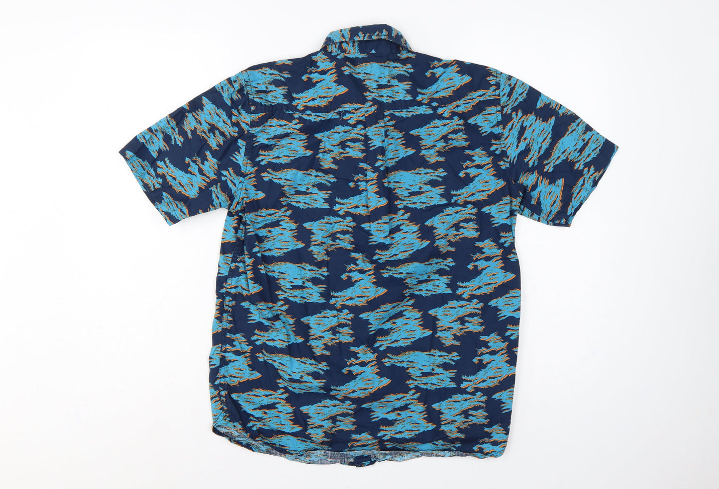 Penfield Men’s Blue Small Geometric Cotton Short Sleeve Button-Up Shirt