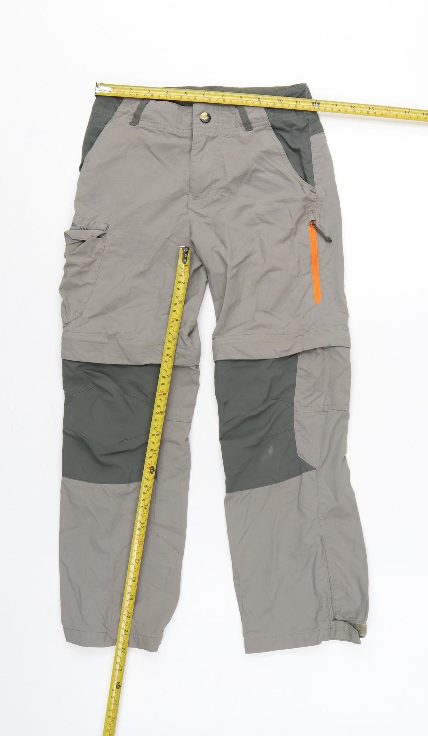 Decathlon Boys Grey Green 10 Years Convertible Cargo Hiking Trousers