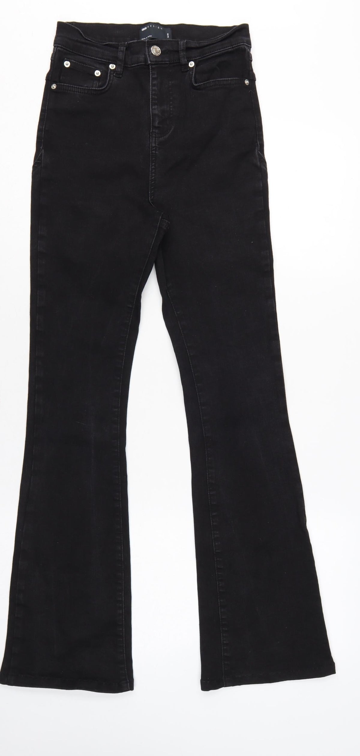 ASOS DESIGN Women’s Black UK 8 W26 L32 High Rise Flared Jeans