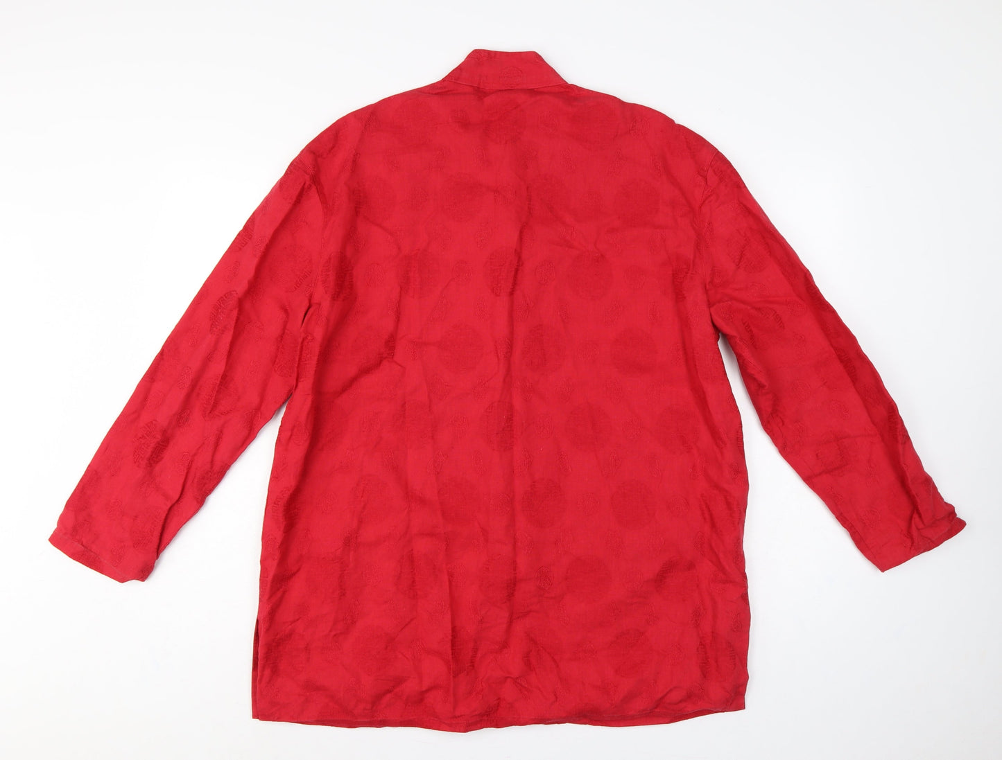 East Women's Red UK 14 Linen Blend Mandarin Collar Frog Fastening Jacket