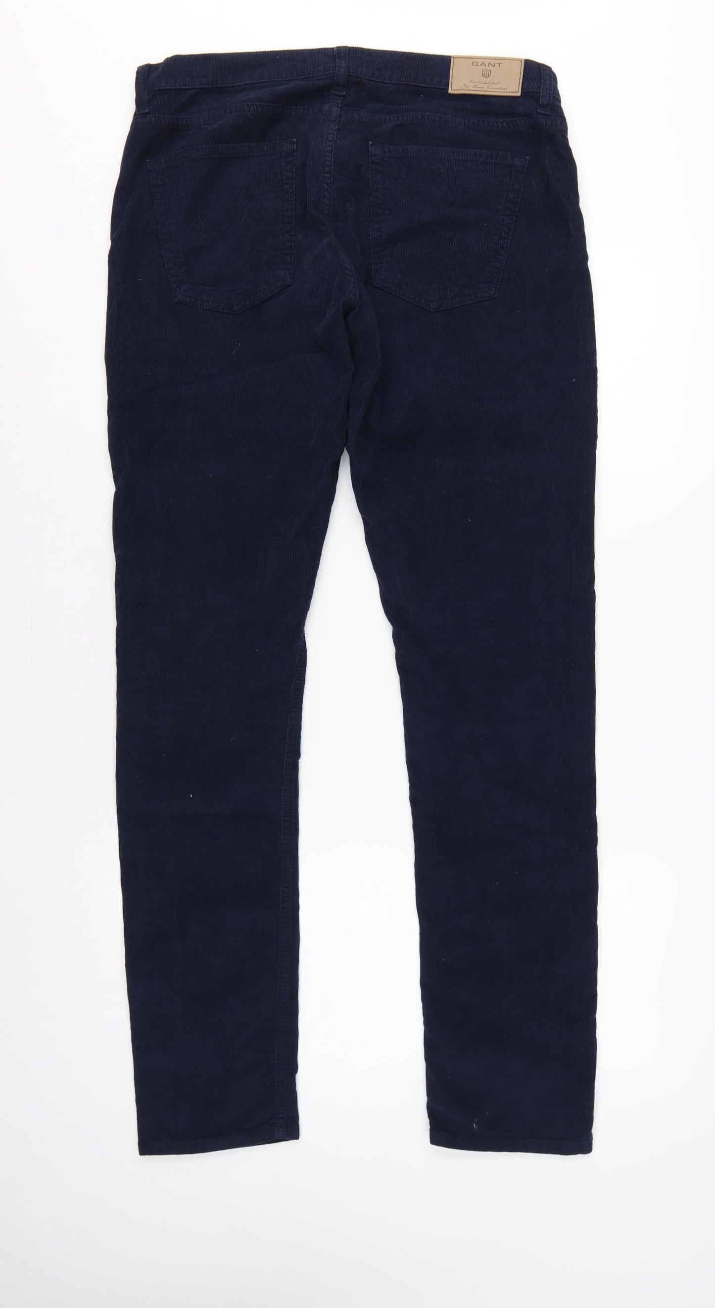 GANT Men’s Blue W32 L32 Audrey Slim Corduroy Low Waist Trousers