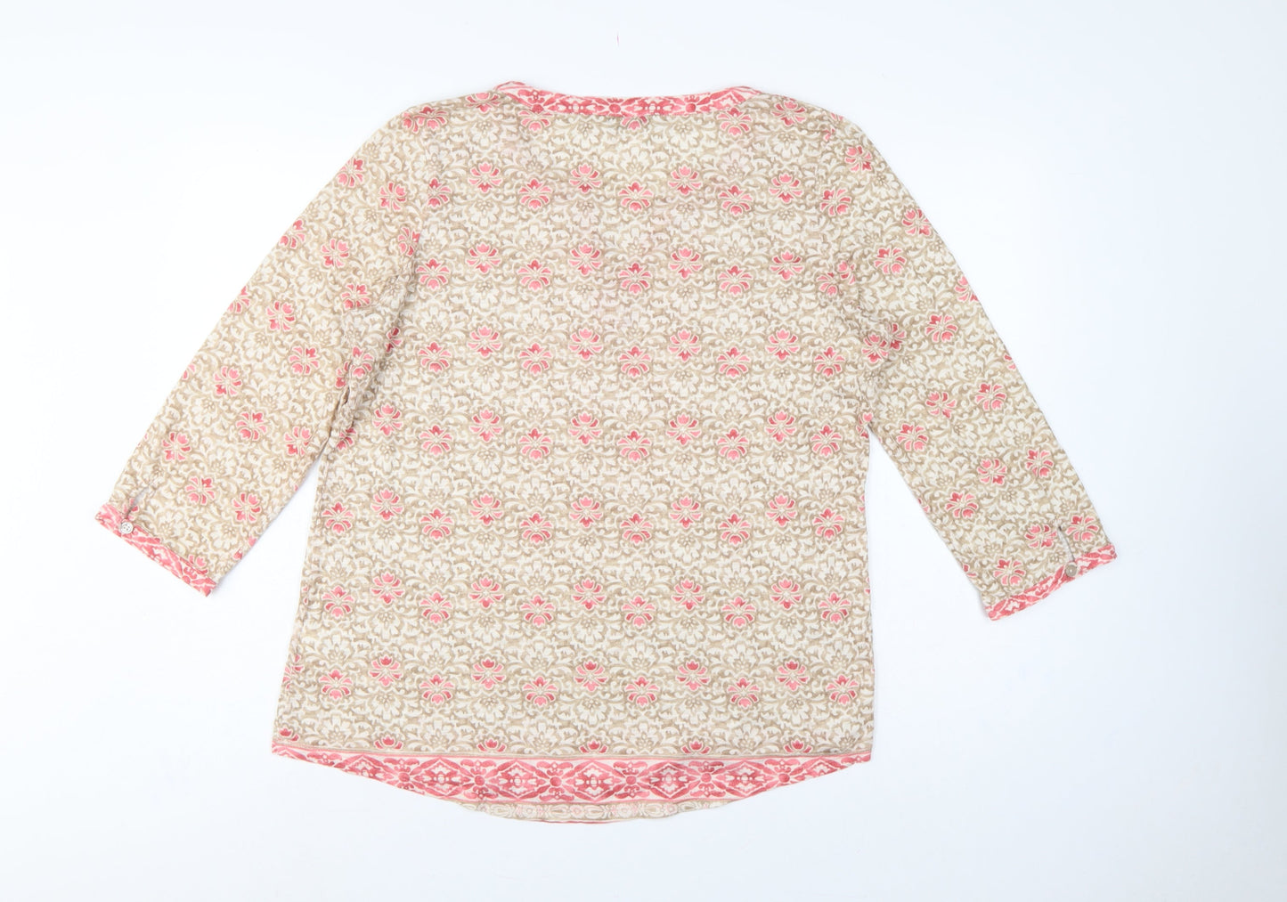 Orvis Women’s Multicoloured Floral Tunic Blouse L 3/4 Sleeve