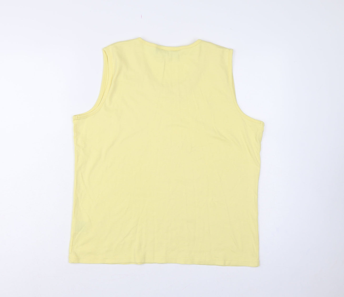 Isle Women Yellow Size 18 Cotton Jersey Crochet Trim Tank Top