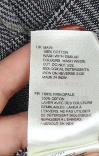 White Stuff Men's Grey Check Cotton Trousers Size 30 Regular Tapered