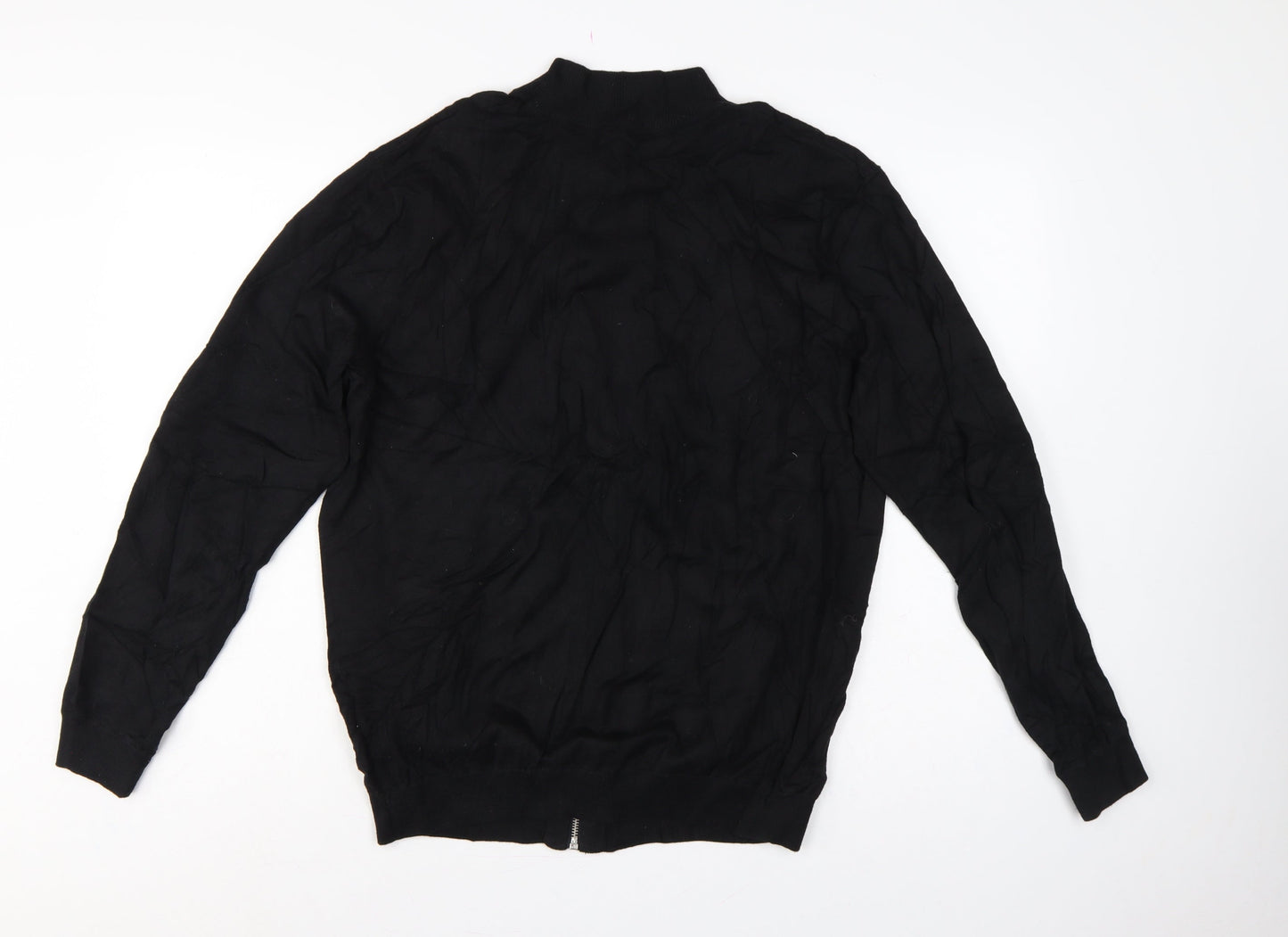 Next Men’s Black L Full Zip Cable-Knit Cotton Jumper