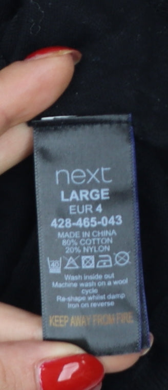 Next Men’s Black L Full Zip Cable-Knit Cotton Jumper