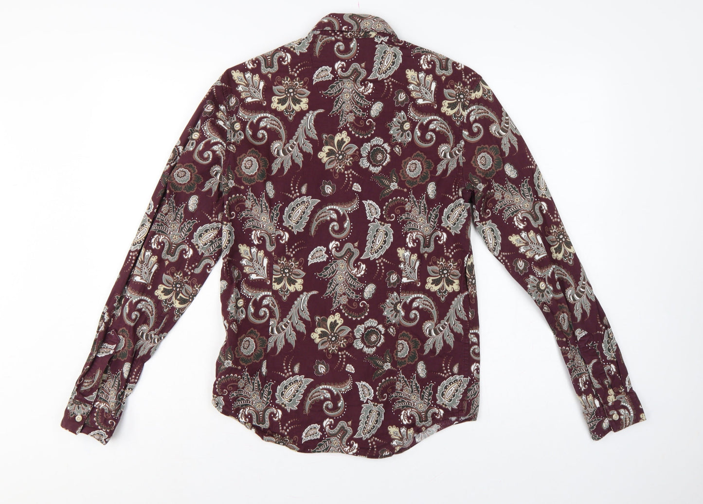 Outrage London Men's Red Paisley Stretch Cotton Slim Shirt S