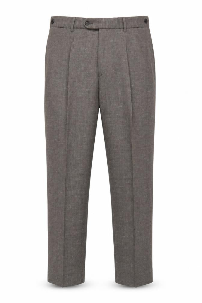 John Lewis & Co Men’s Grey 32 Wool Linen Pleated Dress Trousers