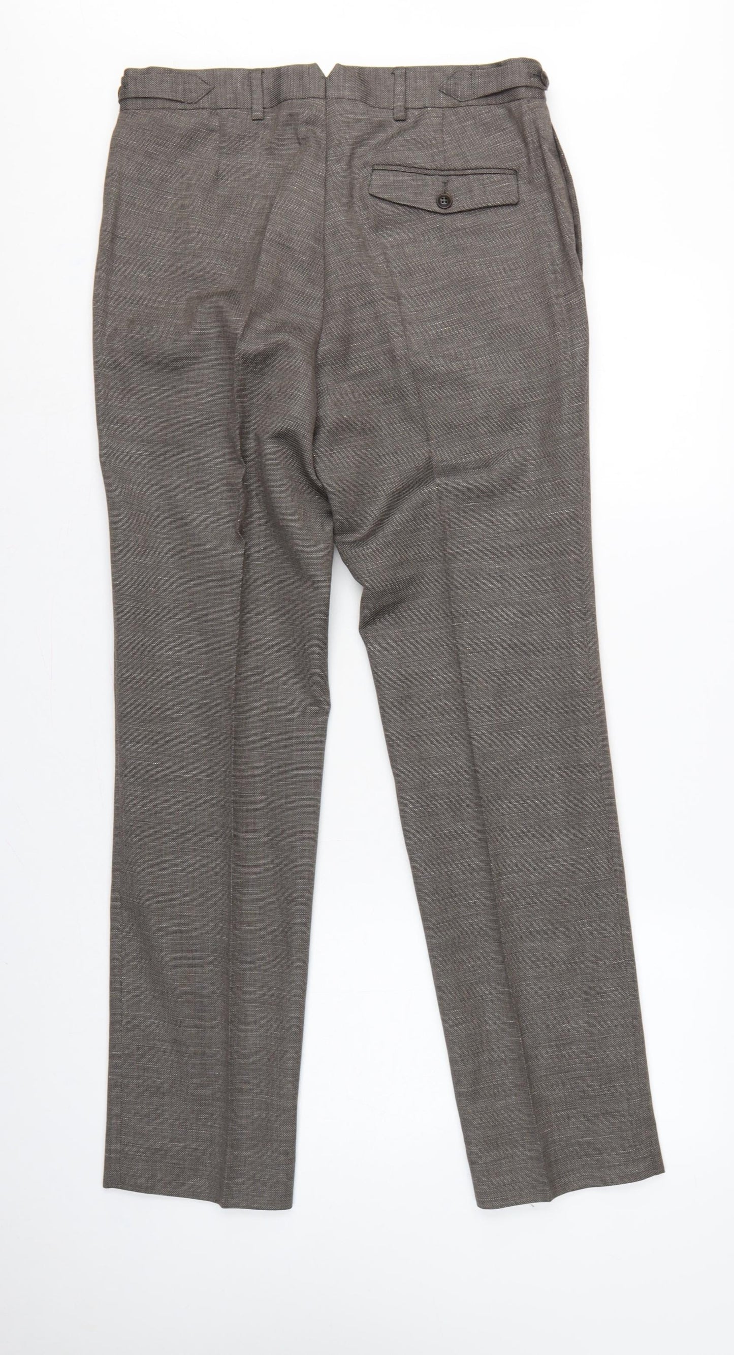 John Lewis & Co Men’s Grey 32 Wool Linen Pleated Dress Trousers