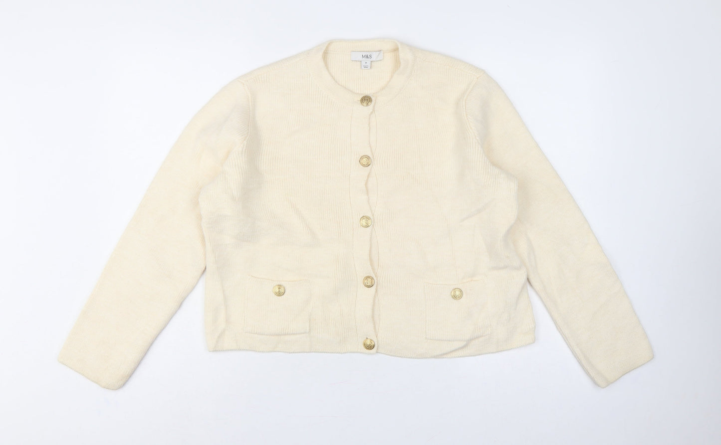 Marks and Spencer Women’s Ivory M Button Pocket Knit Cardigan