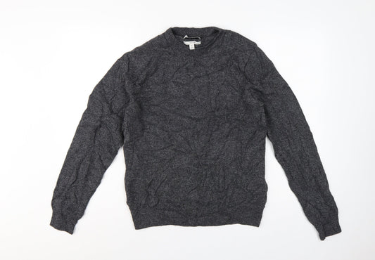 Marks & Spencer Men Grey M Lambswool Crew Neck Pullover Jumper