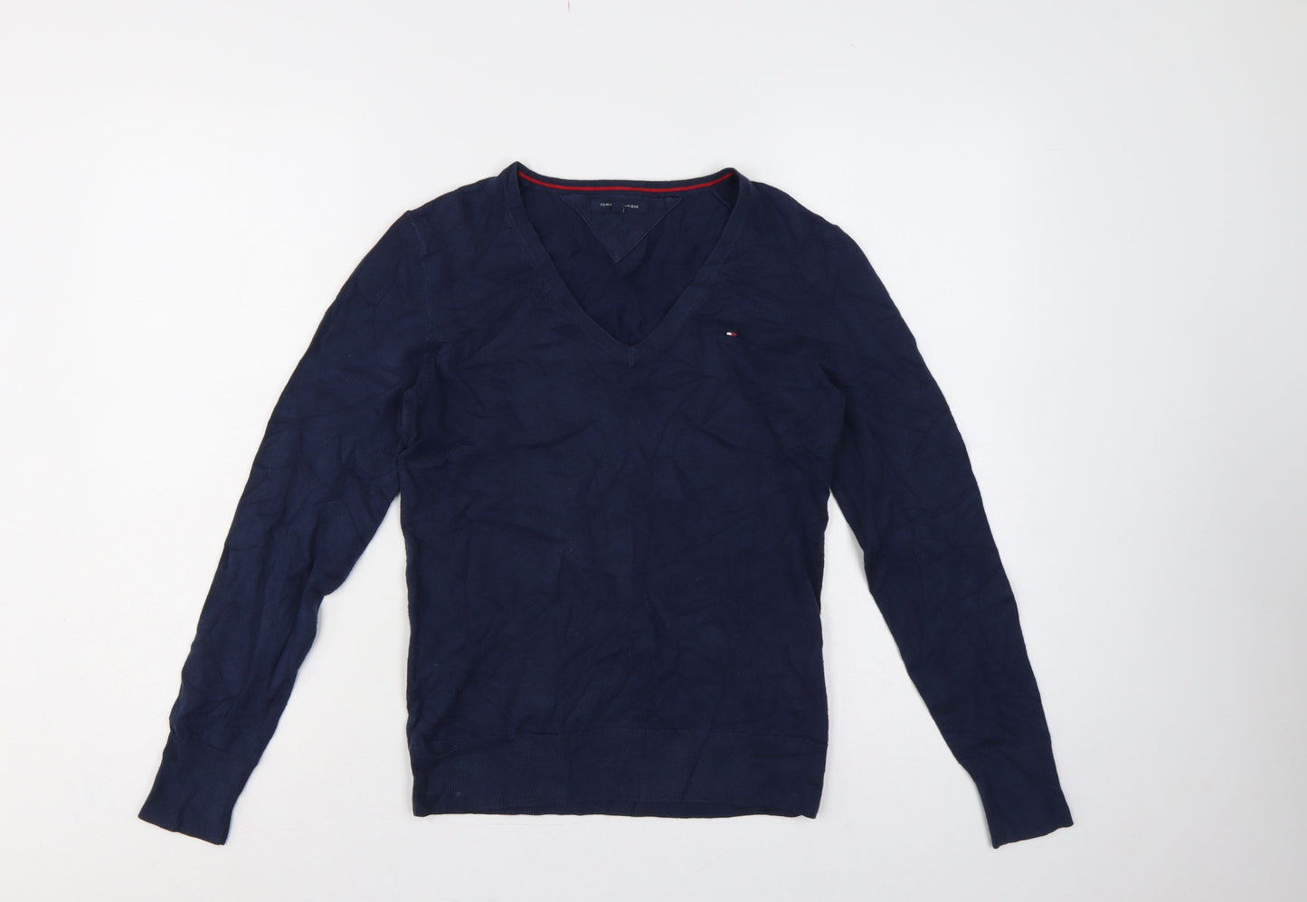 Tommy Hilfiger Men’s Blue M V-Neck Cotton Knit Pullover Jumper