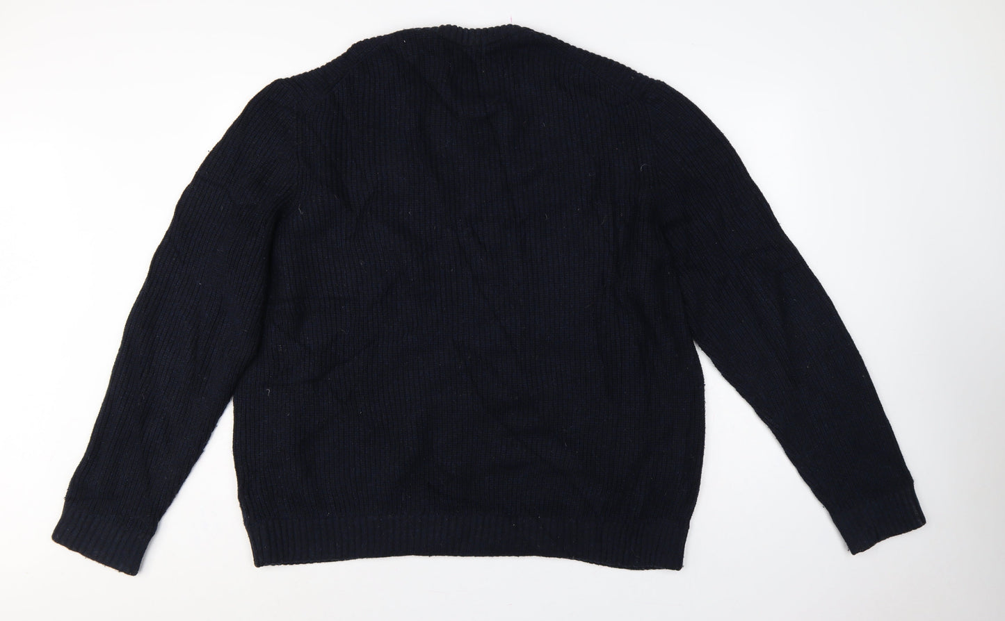 Marks and Spencer Men's Navy 2XL Lambswool Blend Crew Neck Pullover Jumper